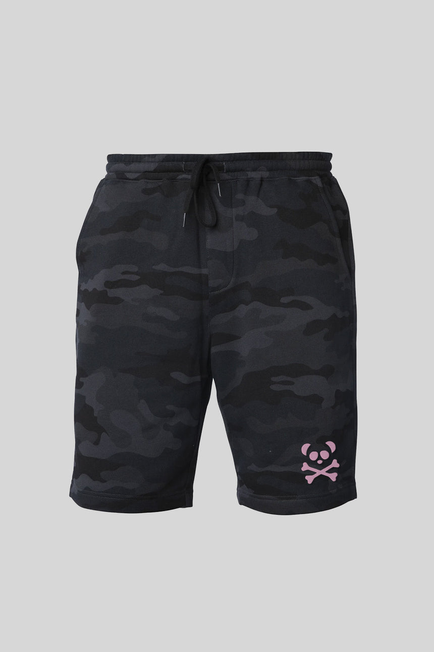 Men's Black Camo Shorts - Pink