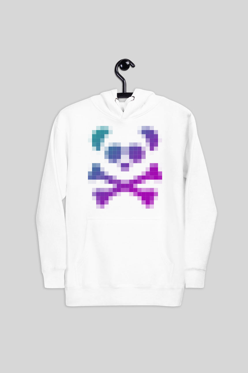 Unisex Pixel Panda Skull Hoodie