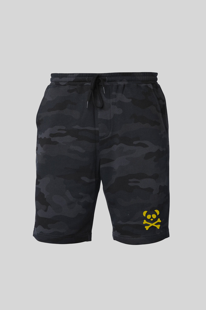 Men's Black Camo Shorts - Yellow
