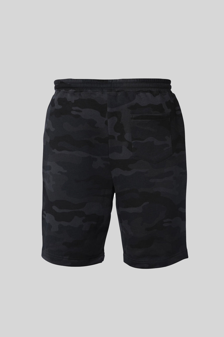 Men's Black Camo Shorts - White