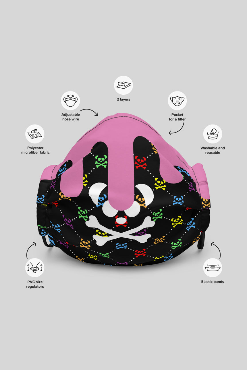 Unisex Monogram Drip Panda Skull Face Mask