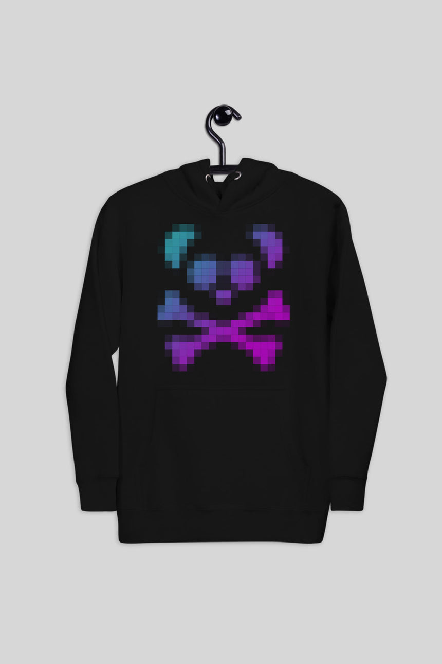 Unisex Pixel Panda Skull Hoodie